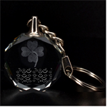 Smiley Face Clover 3D Engraving Circle Key Chain