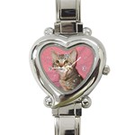 Adorable Kitten Heart Italian Charm Watch