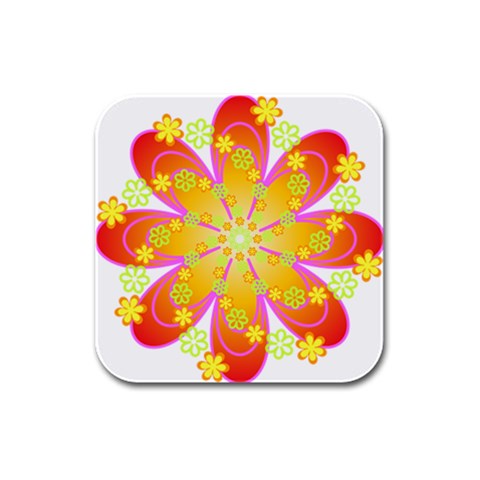 flower_round Rubber Square Coaster (4 pack) from ArtsNow.com Front