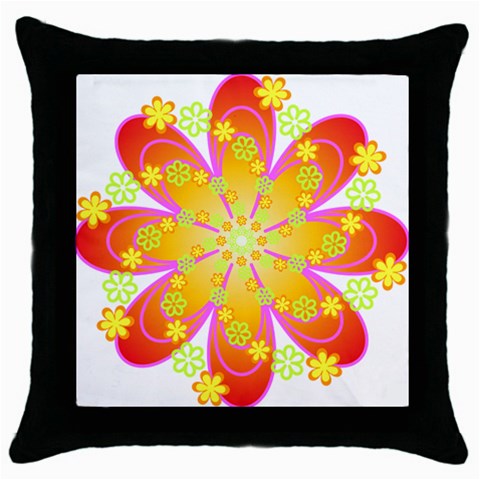 flower_round Throw Pillow Case (Black) from ArtsNow.com Front