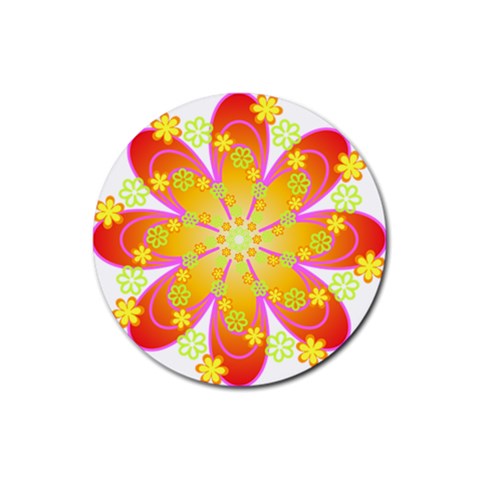 flower_round Rubber Round Coaster (4 pack) from ArtsNow.com Front