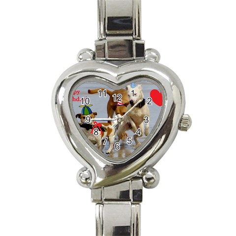Birthday Dogs Heart Italian Charm Watch from ArtsNow.com Front