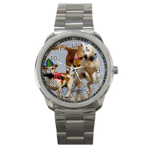 Birthday Dogs Sport Metal Watch from ArtsNow.com Front