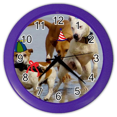 Birthday Dogs Color Wall Clock from ArtsNow.com Front