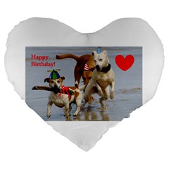 Birthday Dogs Large 19  Premium Heart Shape Cushion from ArtsNow.com Front