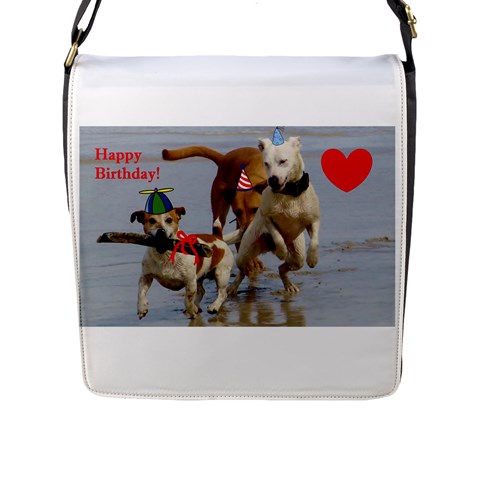 Birthday Dogs Flap Closure Messenger Bag (L) from ArtsNow.com Front