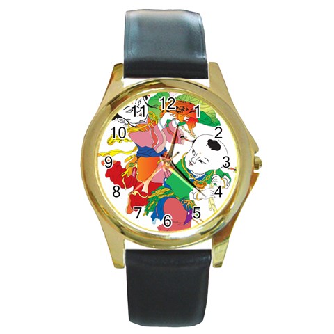 boy1 Round Gold Metal Watch from ArtsNow.com Front