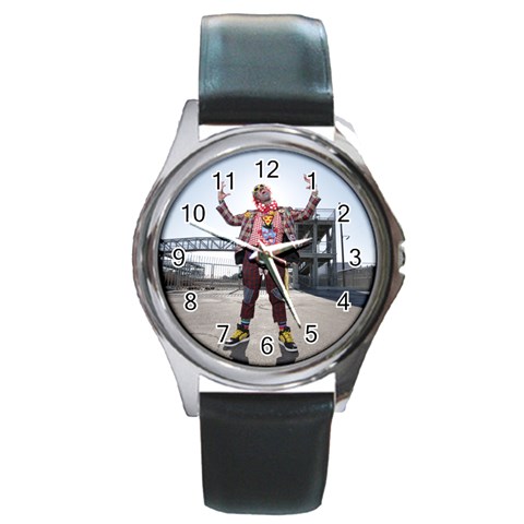 hahaha Round Metal Watch from ArtsNow.com Front