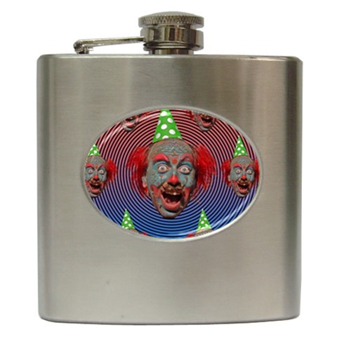 clown 2 Hip Flask (6 oz) from ArtsNow.com Front