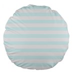 Horizontal Stripes - White and Bubbles Cyan Large 18  Premium Round Cushion