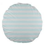 Horizontal Stripes - White and Bubbles Cyan Large 18  Premium Flano Round Cushion