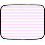 Horizontal Stripes - White and Pale Thistle Violet Double Sided Fleece Blanket (Mini)