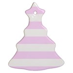 Horizontal Stripes - White and Pale Thistle Violet Ornament (Christmas Tree)