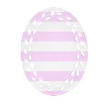 Horizontal Stripes - White and Pale Thistle Violet Oval Filigree Ornament (Two Sides)