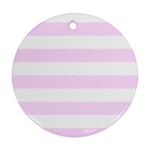 Horizontal Stripes - White and Pale Thistle Violet Ornament (Round)