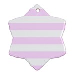 Horizontal Stripes - White and Pale Thistle Violet Snowflake Ornament (Two Sides)