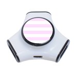 Horizontal Stripes - White and Pale Thistle Violet Portable USB Hub (One Side)