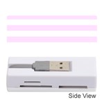 Horizontal Stripes - White and Pale Thistle Violet Memory Card Reader (Stick)