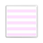 Horizontal Stripes - White and Pale Thistle Violet Memory Card Reader with Storage (Square)