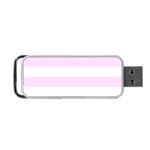 Horizontal Stripes - White and Pale Thistle Violet Portable USB Flash (One Side)