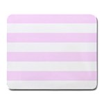 Horizontal Stripes - White and Pale Thistle Violet Large Mousepad