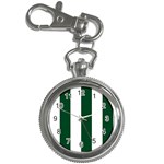 Vertical Stripes - White and Forest Green Key Chain Watch