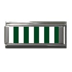 Vertical Stripes - White and Forest Green Superlink Italian Charm (9mm)