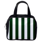 Vertical Stripes - White and Forest Green Classic Handbag (One Side)