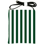 Vertical Stripes - White and Forest Green Shoulder Sling Bag