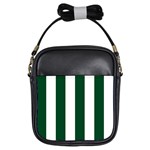 Vertical Stripes - White and Forest Green Girls Sling Bag
