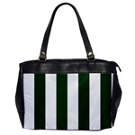Vertical Stripes - White and Forest Green Oversize Office Handbag (One Side)