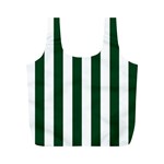 Vertical Stripes - White and Forest Green Full Print Recycle Bag (M)