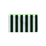 Vertical Stripes - White and Forest Green Canvas Cosmetic Bag (XS)