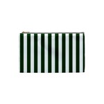 Vertical Stripes - White and Forest Green Cosmetic Bag (S)