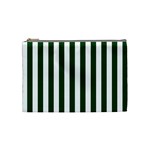 Vertical Stripes - White and Forest Green Cosmetic Bag (M)
