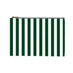 Vertical Stripes - White and Forest Green Cosmetic Bag (L)