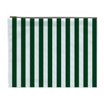 Vertical Stripes - White and Forest Green Cosmetic Bag (XL)
