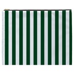Vertical Stripes - White and Forest Green Cosmetic Bag (XXXL)