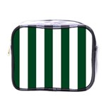 Vertical Stripes - White and Forest Green Mini Toiletries Bag (One Side)