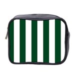 Vertical Stripes - White and Forest Green Mini Toiletries Bag (Two Sides)