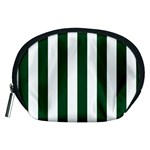 Vertical Stripes - White and Forest Green Accessory Pouch (Medium)