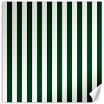 Vertical Stripes - White and Forest Green Canvas 16  x 16 