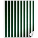 Vertical Stripes - White and Forest Green Canvas 16  x 20 
