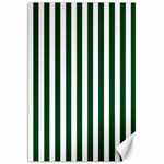 Vertical Stripes - White and Forest Green Canvas 20  x 30 