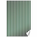 Vertical Stripes - White and Forest Green Canvas 24  x 36 