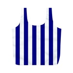 Vertical Stripes - White and Dark Blue Full Print Recycle Bag (M)