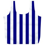Vertical Stripes - White and Dark Blue Full Print Recycle Bag (XL)