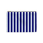 Vertical Stripes - White and Dark Blue Cosmetic Bag (M)