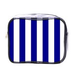 Vertical Stripes - White and Dark Blue Mini Toiletries Bag (One Side)