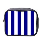 Vertical Stripes - White and Dark Blue Mini Toiletries Bag (Two Sides)